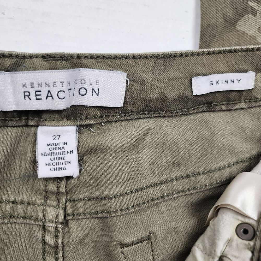 Kenneth Cole Reaction Camo Skinny Jeans Olive Green Army Green Size 27 - Picture 14 of 16